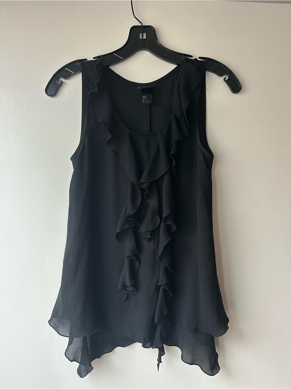 Black Ruffled Sleeveless Camisole